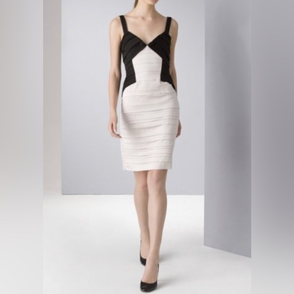 NWOT BCBGMAXAZRIA Canvas strips satin mini dress size 8 - Picture 1 of 9